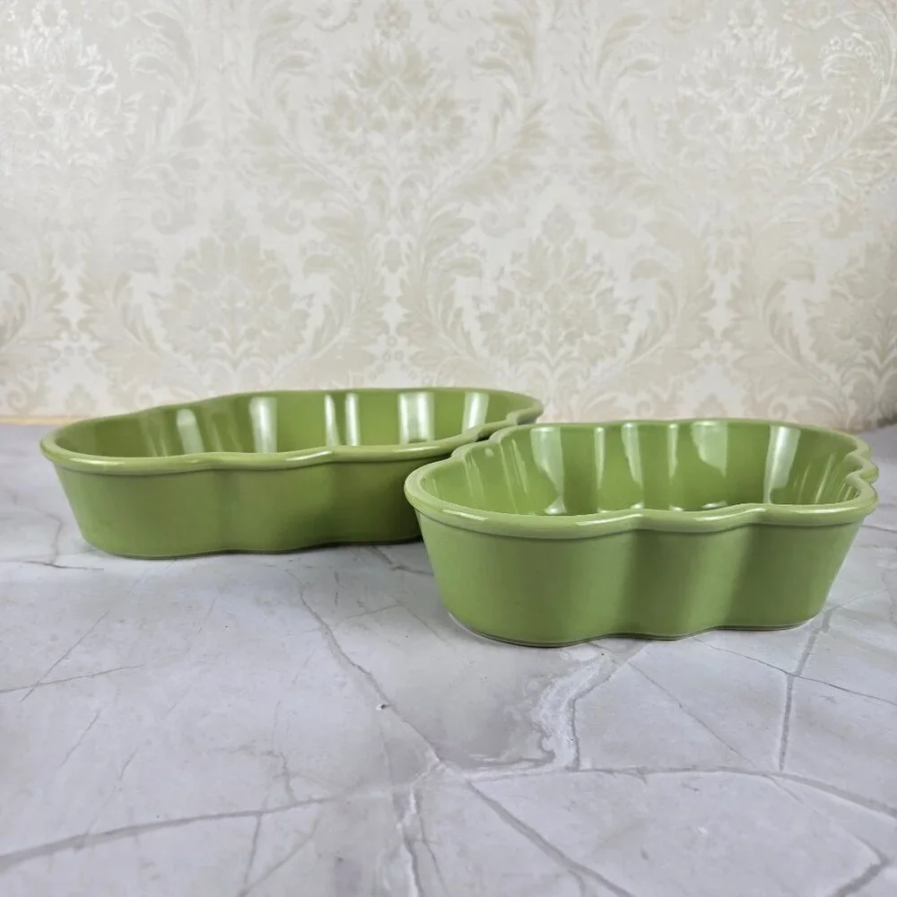 Set of 2 Chantal Talavera Collection Green Casserole Dishes 1Qt and 1.5 Qt